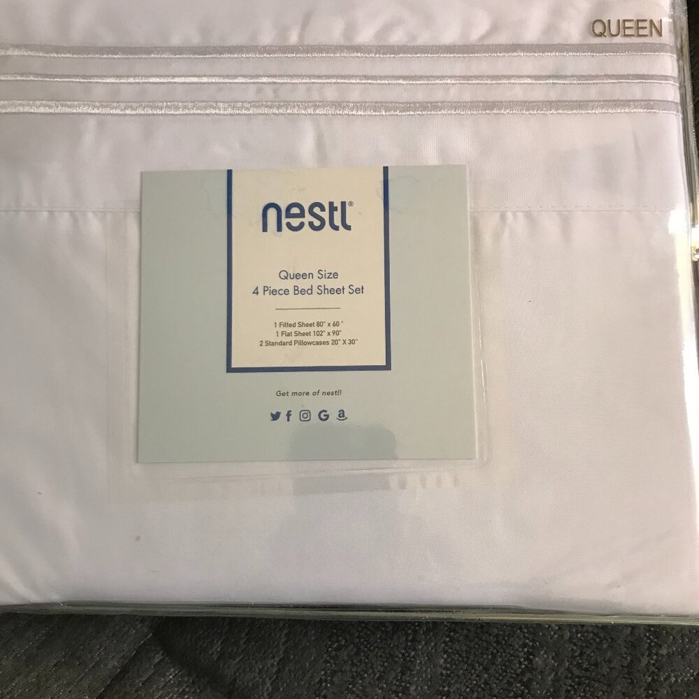 4-Piece QUEEN SHEET set - WHITE